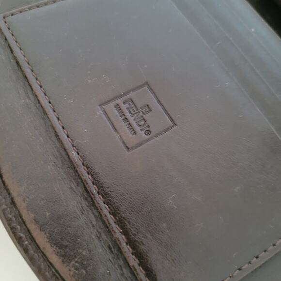 Fendi Zucca Wallet Canvas Leather Wallet Brown Purse Bifold Medium Horseshoe - Picture 4 of 11